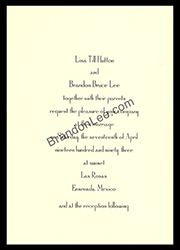 Brandon Lee's Wedding Invitation
